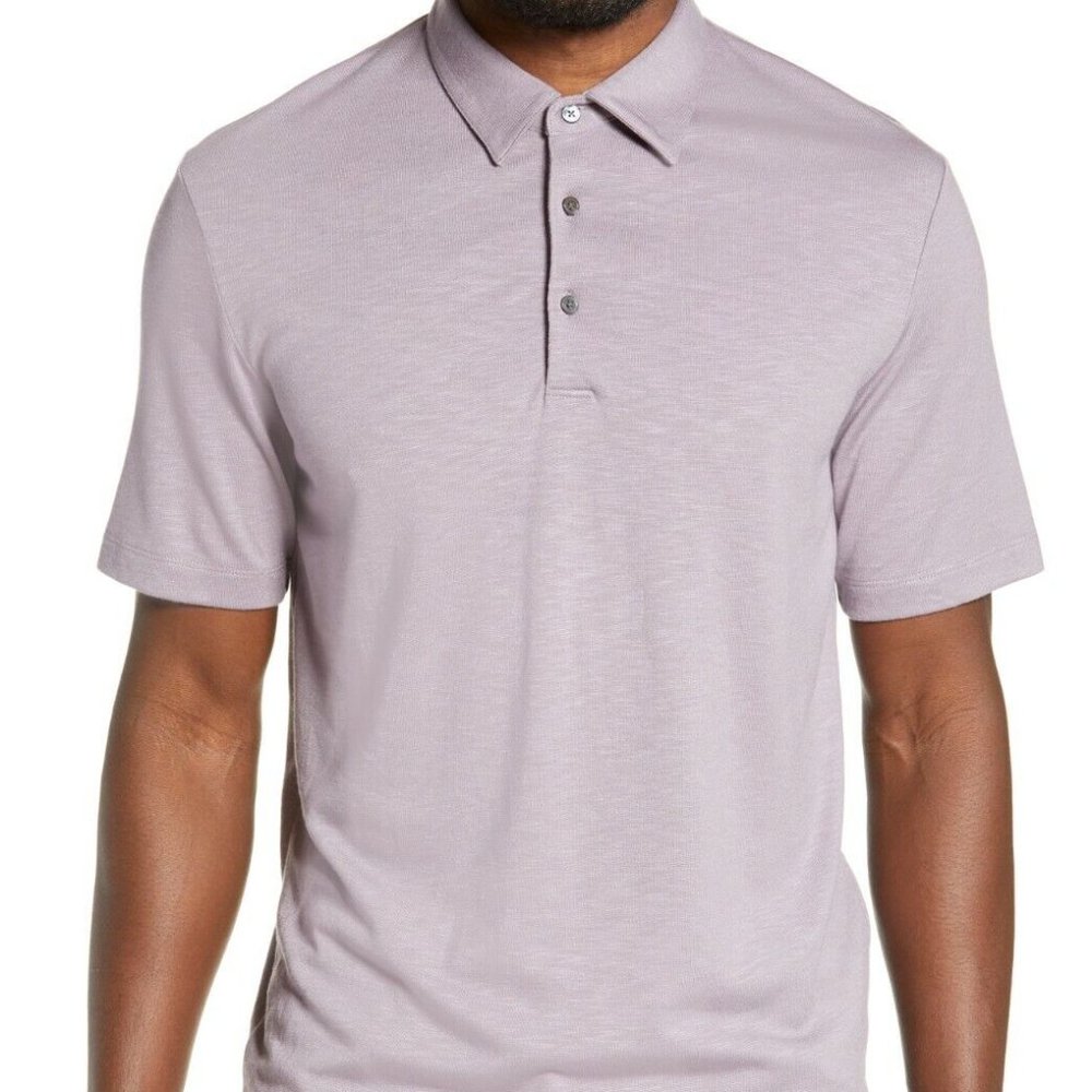 FINAL DROP Theory Bron Polo Shirt in Anemone Modal Jersey Pink Size XL